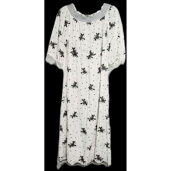 Zara Midi eyelet Dress white blouson S Embroidered peasant Floral Tassels TRF - Picture 10 of 15